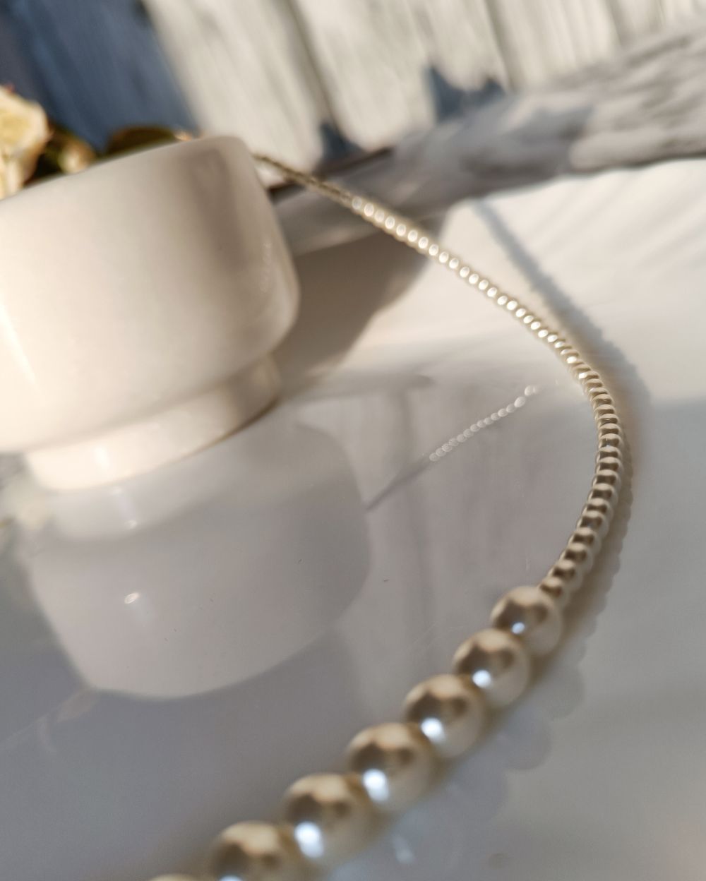 Minimal and aesthetic pearl choker necklace that is handcrafted with high quality Japanese pearls.