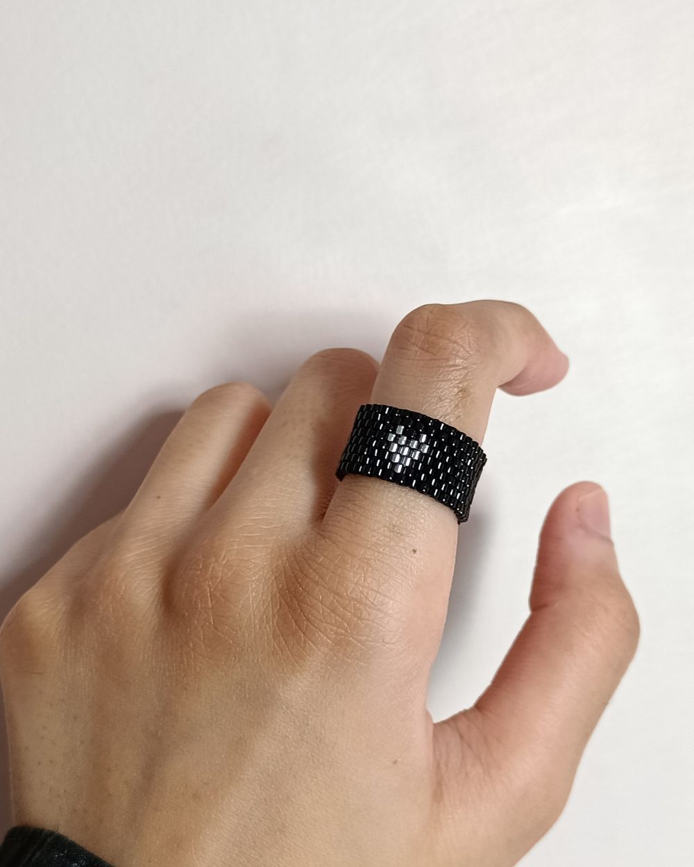 Black Miyuki beaded bands that is handmade with high quality Japanese Miyuki beads and is available in all the sizes