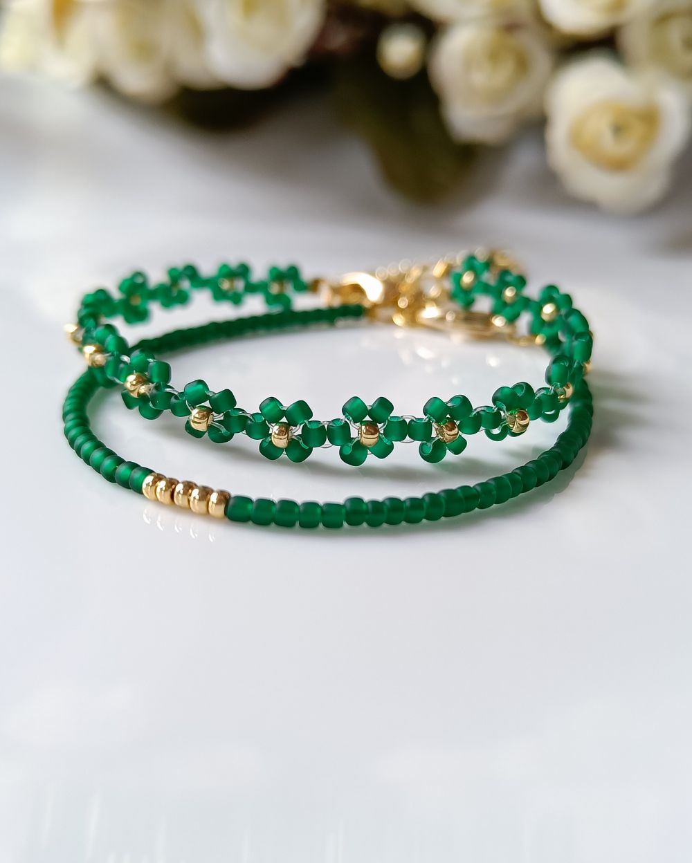 Jewelry gift for her that is handmade with the finest Japanese seed beads. The flower bracelet combo that is perfect choice to gift your loved ones