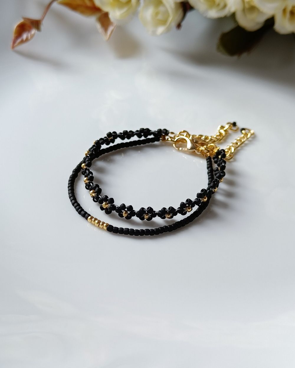 Flower Beaded bracelet in India to gift to her that is handmade with high quality Japanese seed beads