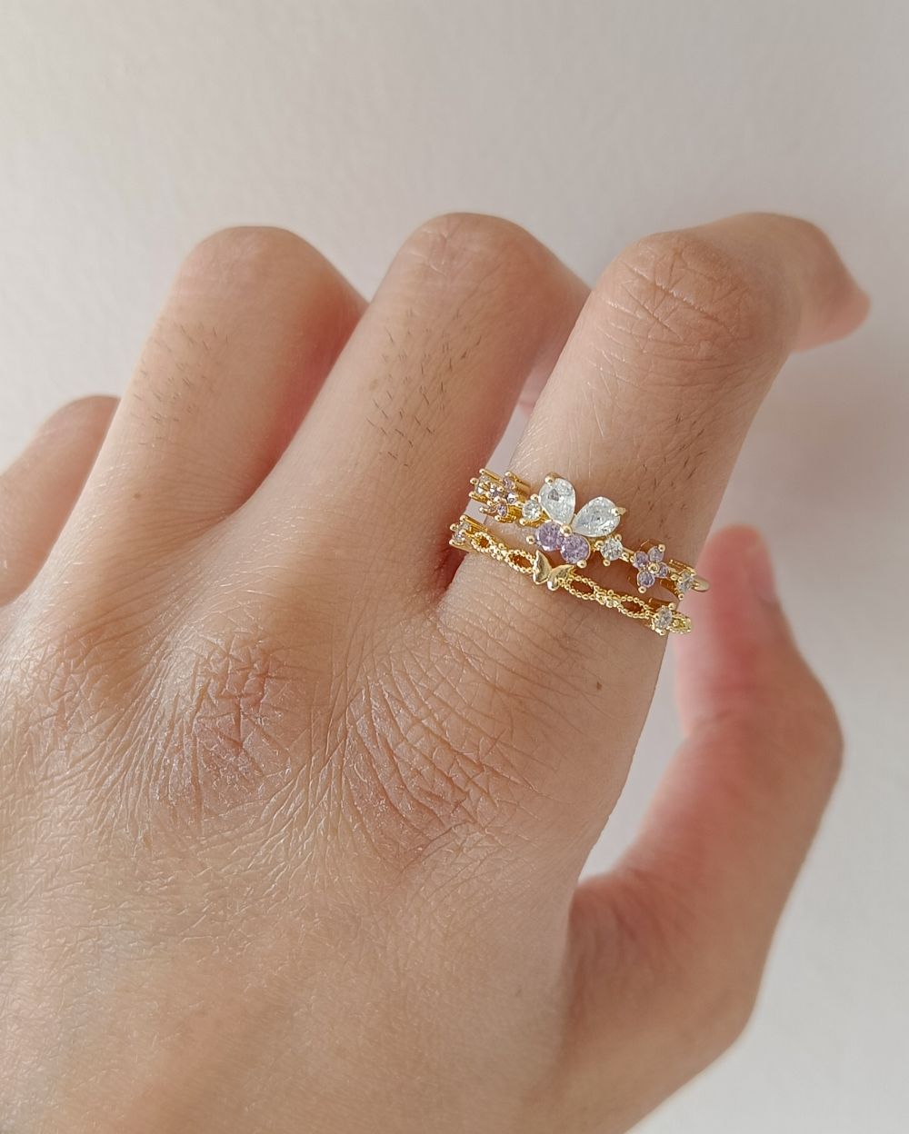 Butterfly Stack Ring - 18K Plated Copper