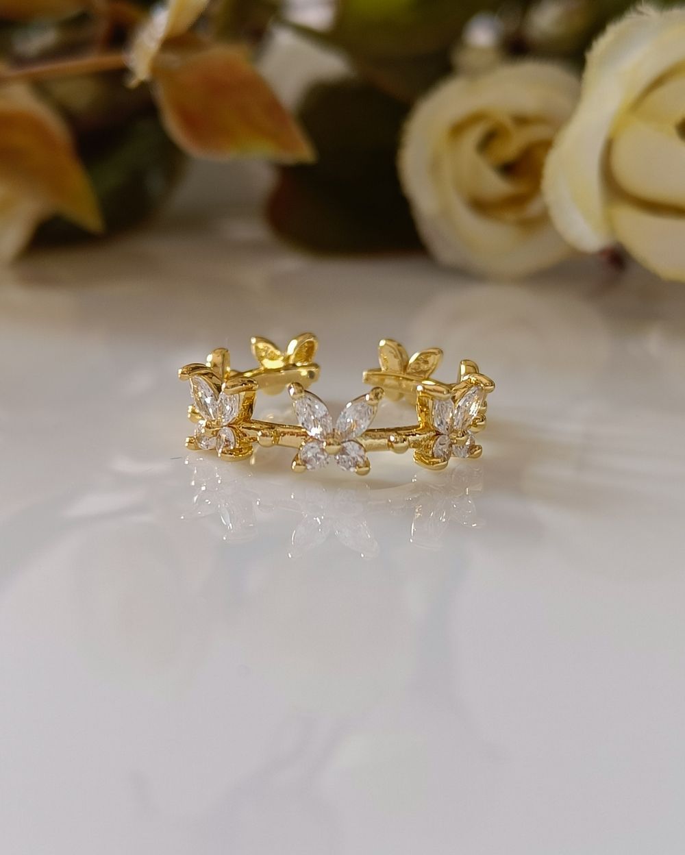 Flutter Zircon Ring - 18K PVD Plated Stainless Steel