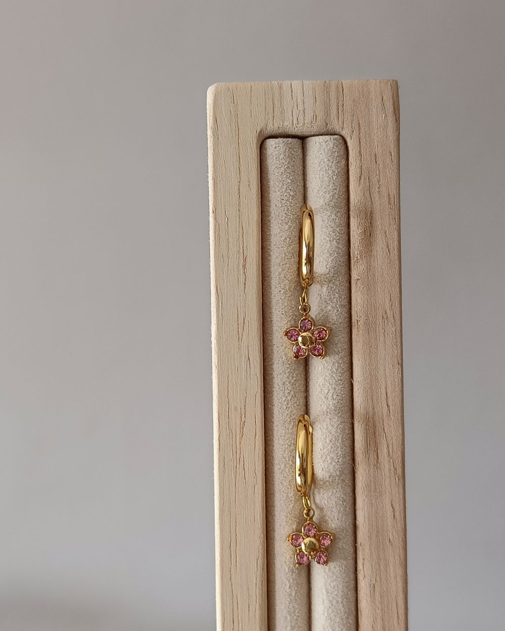 Flower Drop Hoops - 18K PVD Plated Stainless Steel