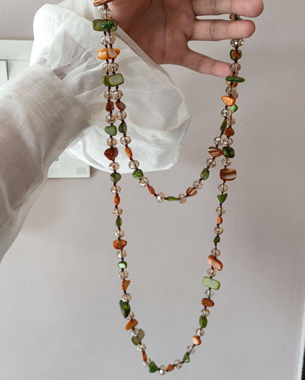 Moss and Amber Long Necklace