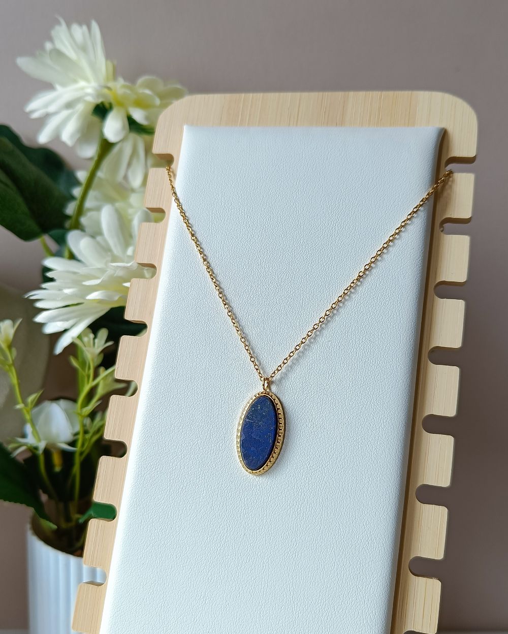 Lapis Lazuli Pendant Necklace - 18K PVD Plated Stainless Steel
