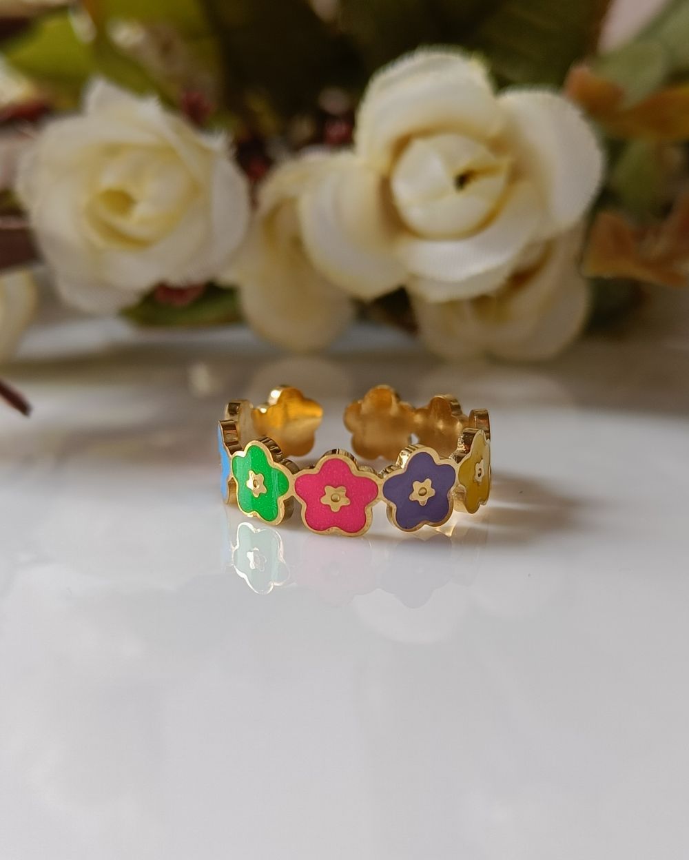 Candy Bloom Enamel Band - 18K PVD Plated Stainless Steel