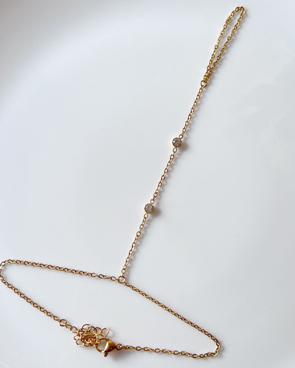 Dainty Zircon Handchain - 18K PVD Plated Stainless Steel