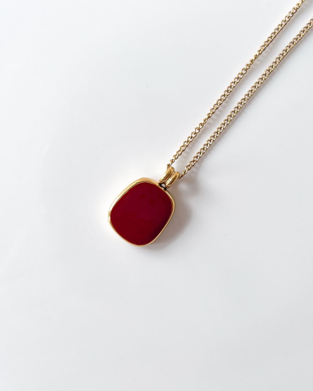 Ruby Enamel Locket - 18K PVD Plated Stainless Steel