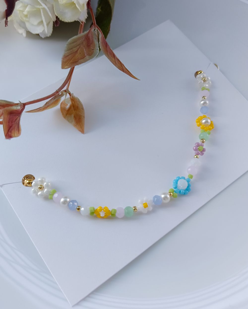 Pinteresty flower beaded bracelet for girls in India.