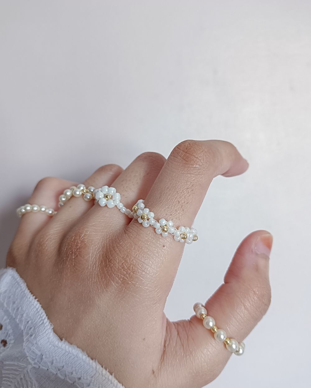 Minimal stackable beaded rings to shop in India that is handmade with high quality Japanese seed beads