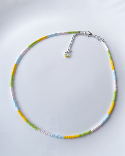 Minimal Beaded Necklace in Pastel shades made with high quality Japanese seed beads.