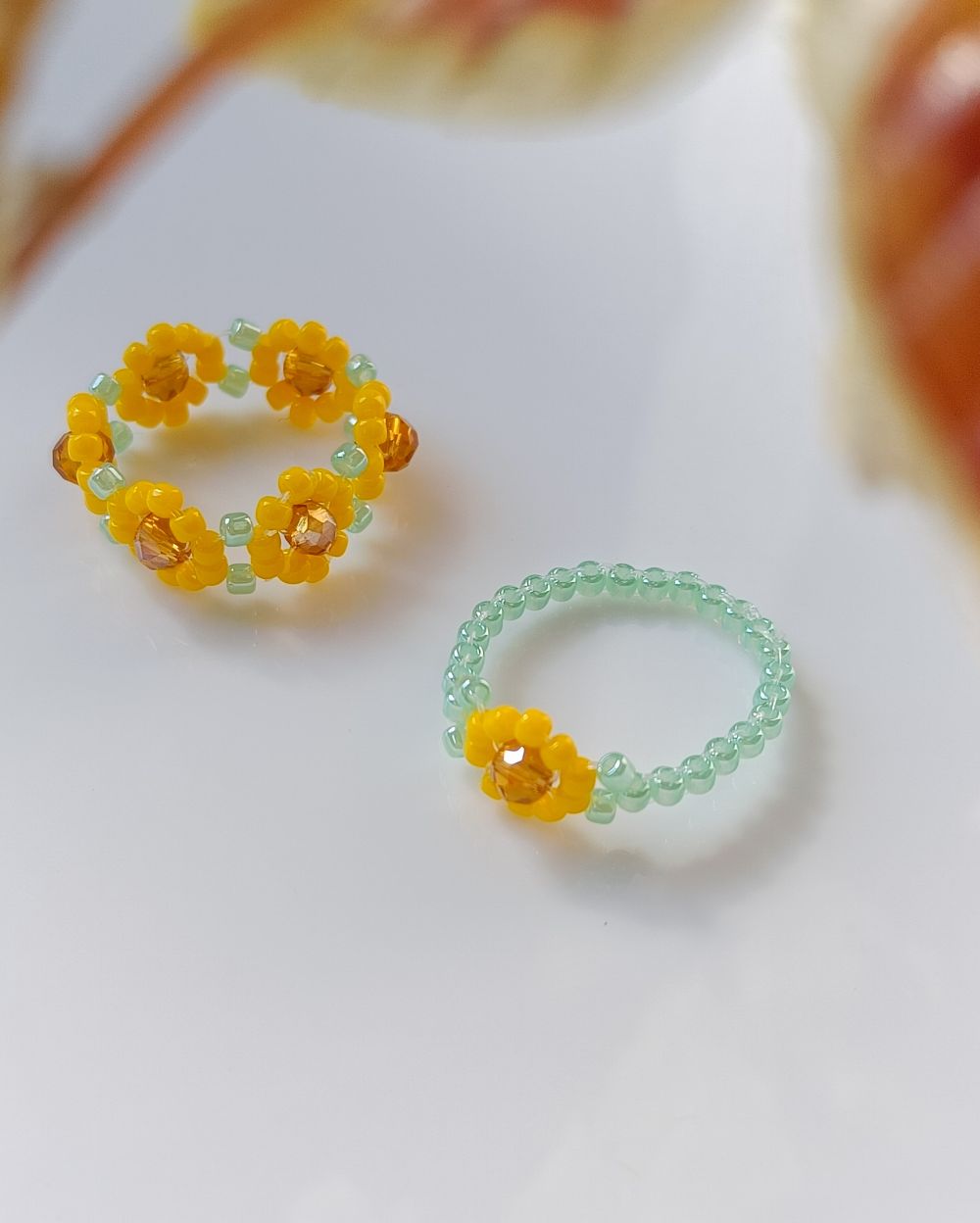 Sunflower Beaded Ring