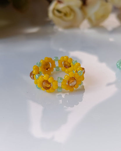 Sunflower Beaded Ring