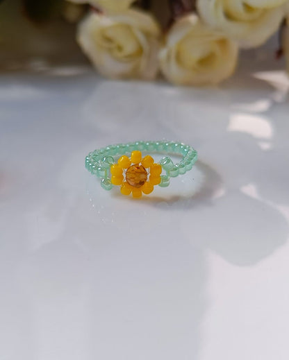 Sunflower Beaded Ring