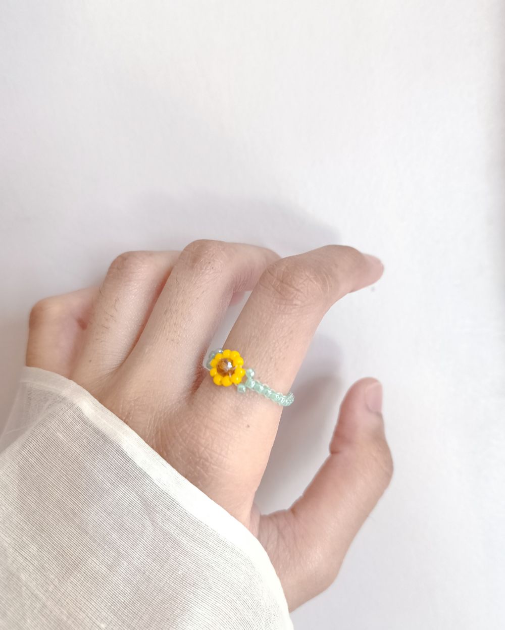 Sunflower Beaded Ring