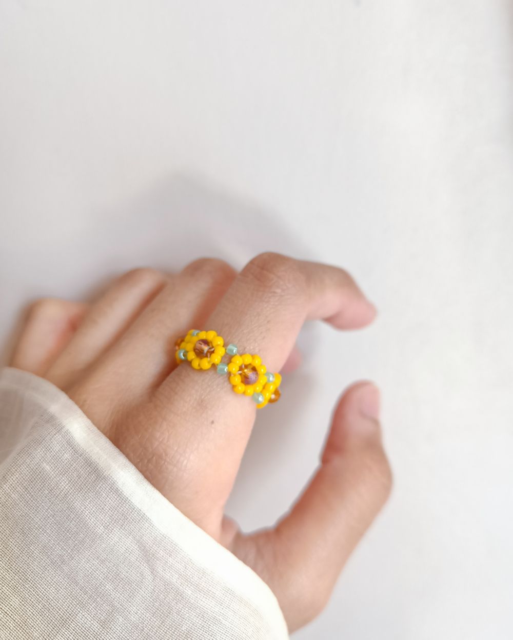 Sunflower Beaded Ring