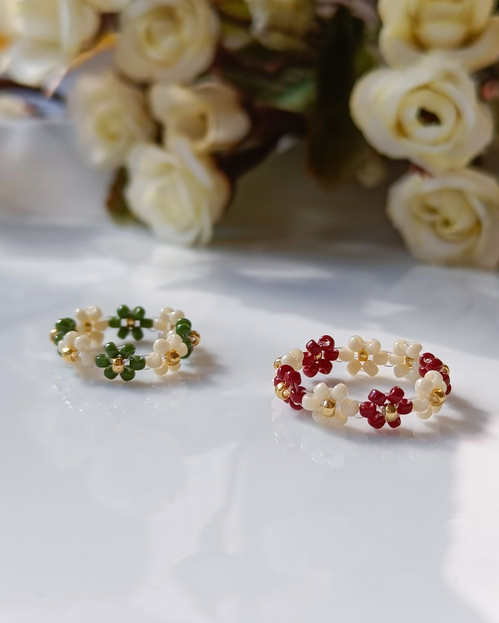 Flower Beaded Ring - Autumn