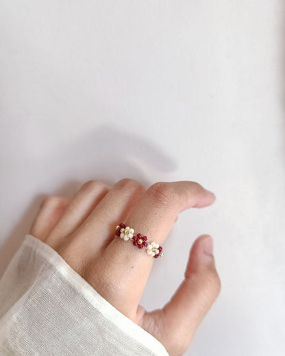 Flower Beaded Ring - Autumn