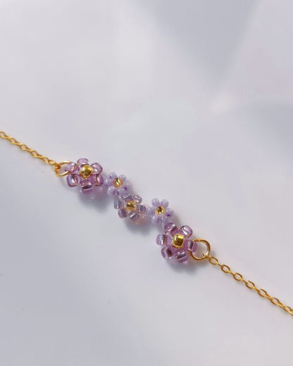 Minimal Flower Bracelet - Purple