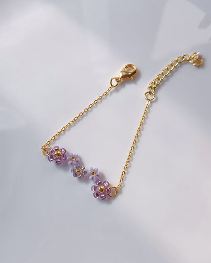 Minimal Flower Bracelet - Purple