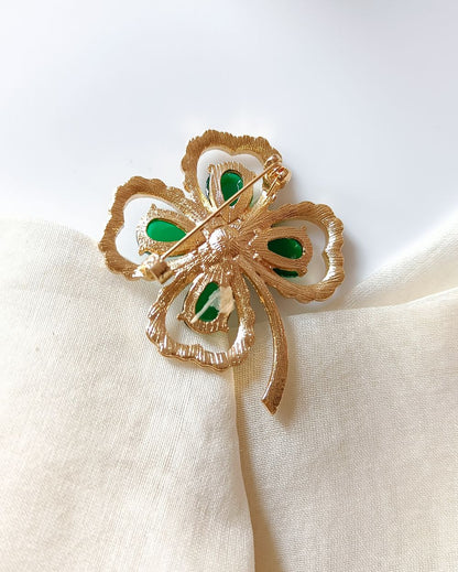 Clover Green Brooch Pin