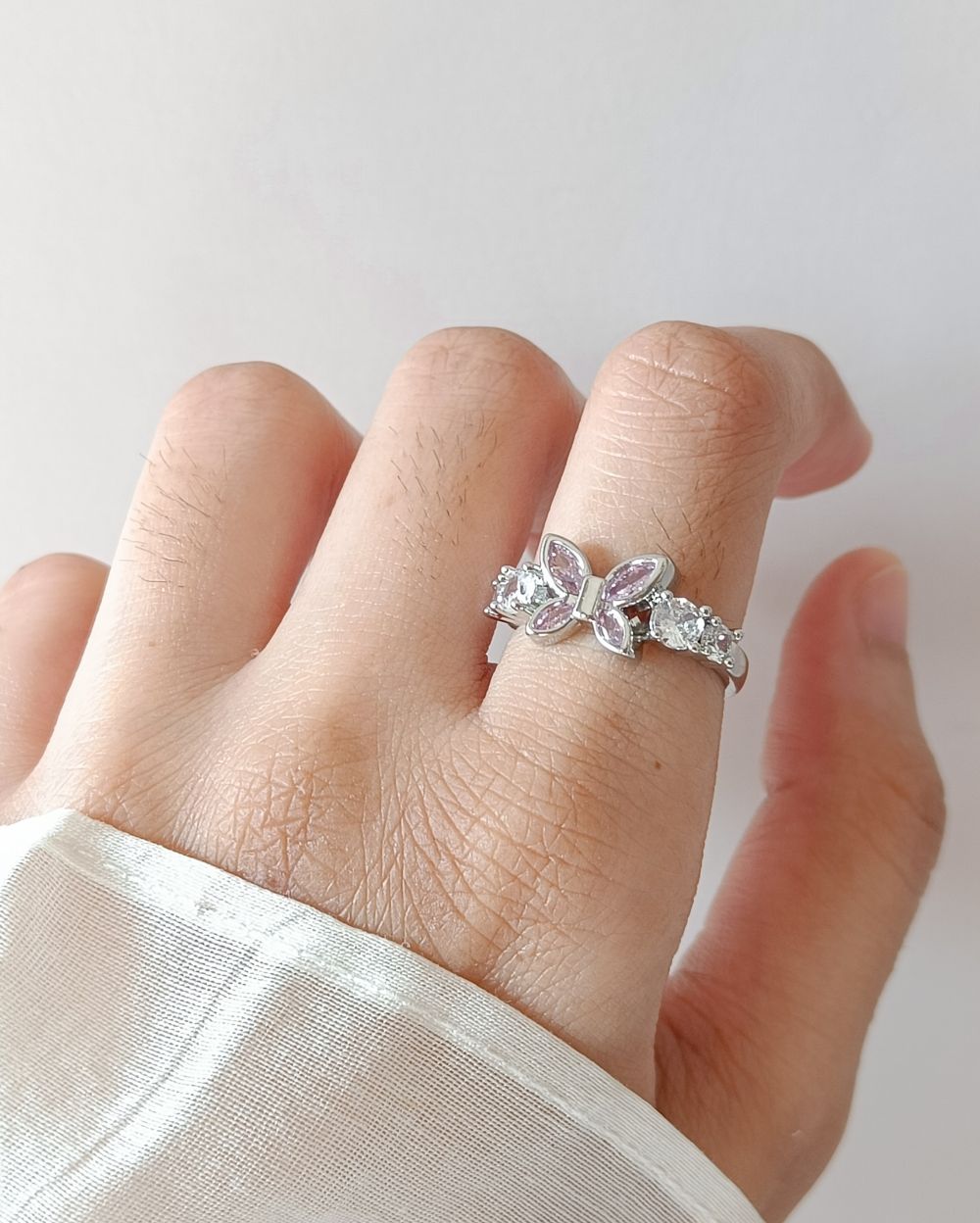 Pink Butterfly Ring - Stainless Steel