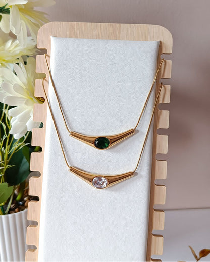 Statement Curved Bar Locket - 18K PVD Plated Stainless Steel