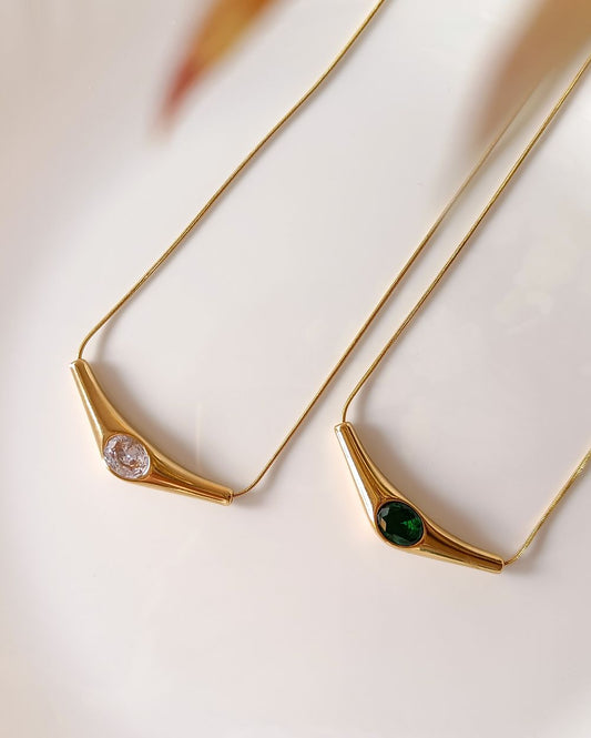 Statement Curved Bar Locket - 18K PVD Plated Stainless Steel