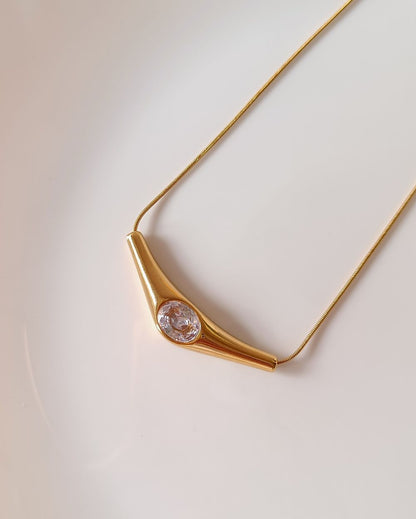 Statement Curved Bar Locket - 18K PVD Plated Stainless Steel