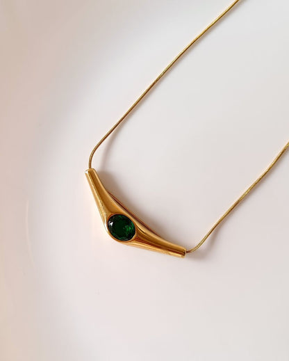 Statement Curved Bar Locket - 18K PVD Plated Stainless Steel