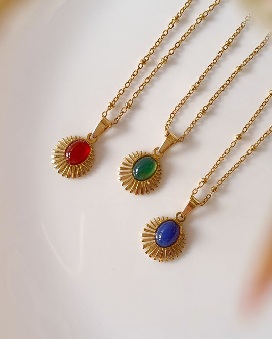 Agate Pendant Necklace - 18K PVD Plated Stainless Steel