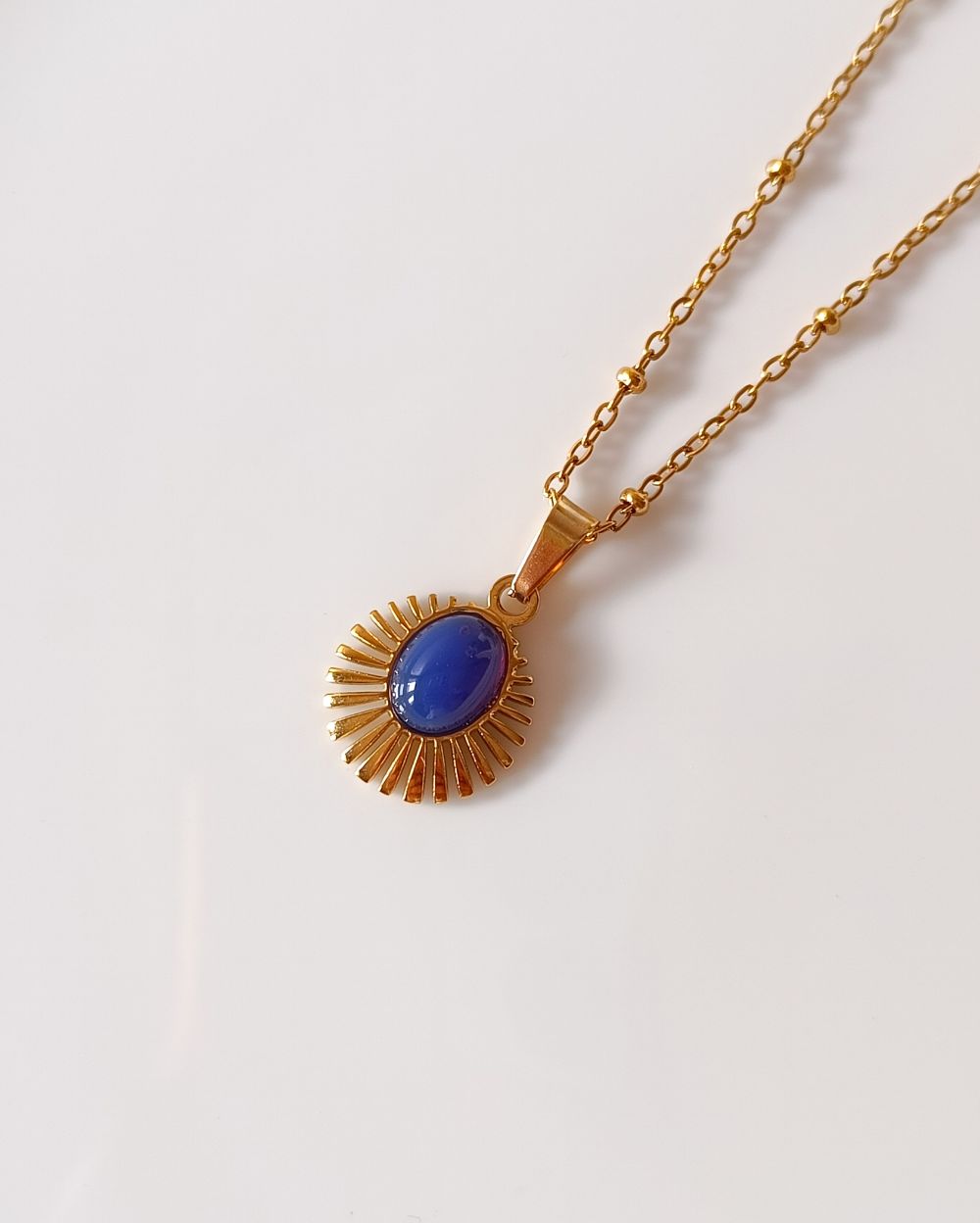 Agate Pendant Necklace - 18K PVD Plated Stainless Steel