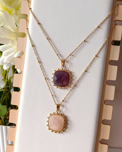 Minimalist Agate Stone Locket - 18K PVD Plated Stainless Steel