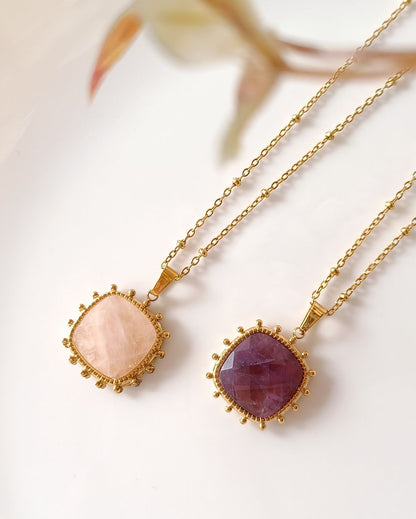 Minimalist Agate Stone Locket - 18K PVD Plated Stainless Steel