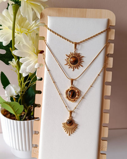 Tiger Eye Pendant Necklace - 18K PVD Plated Stainless Steel