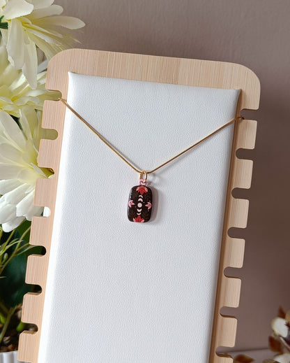 Lunar Hand painted Locket Necklace - 18K PVD Plated Stainless Steel