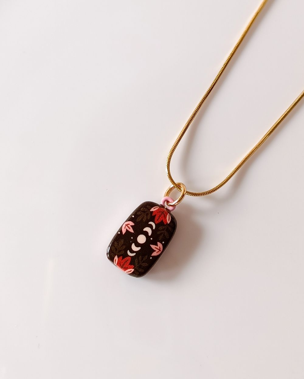 Lunar Hand painted Locket Necklace - 18K PVD Plated Stainless Steel