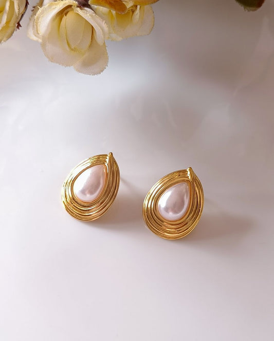 Statement Pearl Studs - 18K PVD Plated Stainless Steel