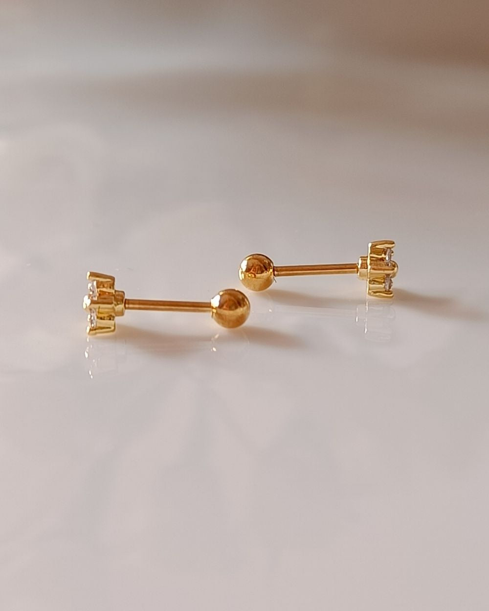 Dainty Zircon Floral Stud - 18K PVD Plated Stainless Steel