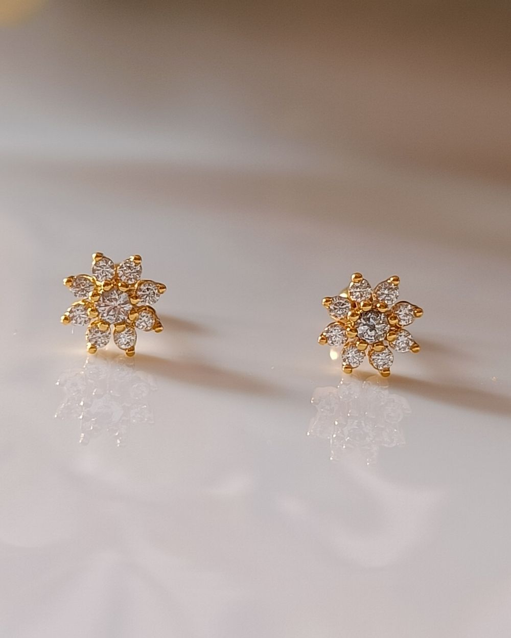 Dainty Flower Burst Zircon Stud - 18K PVD Plated Stainless Steel