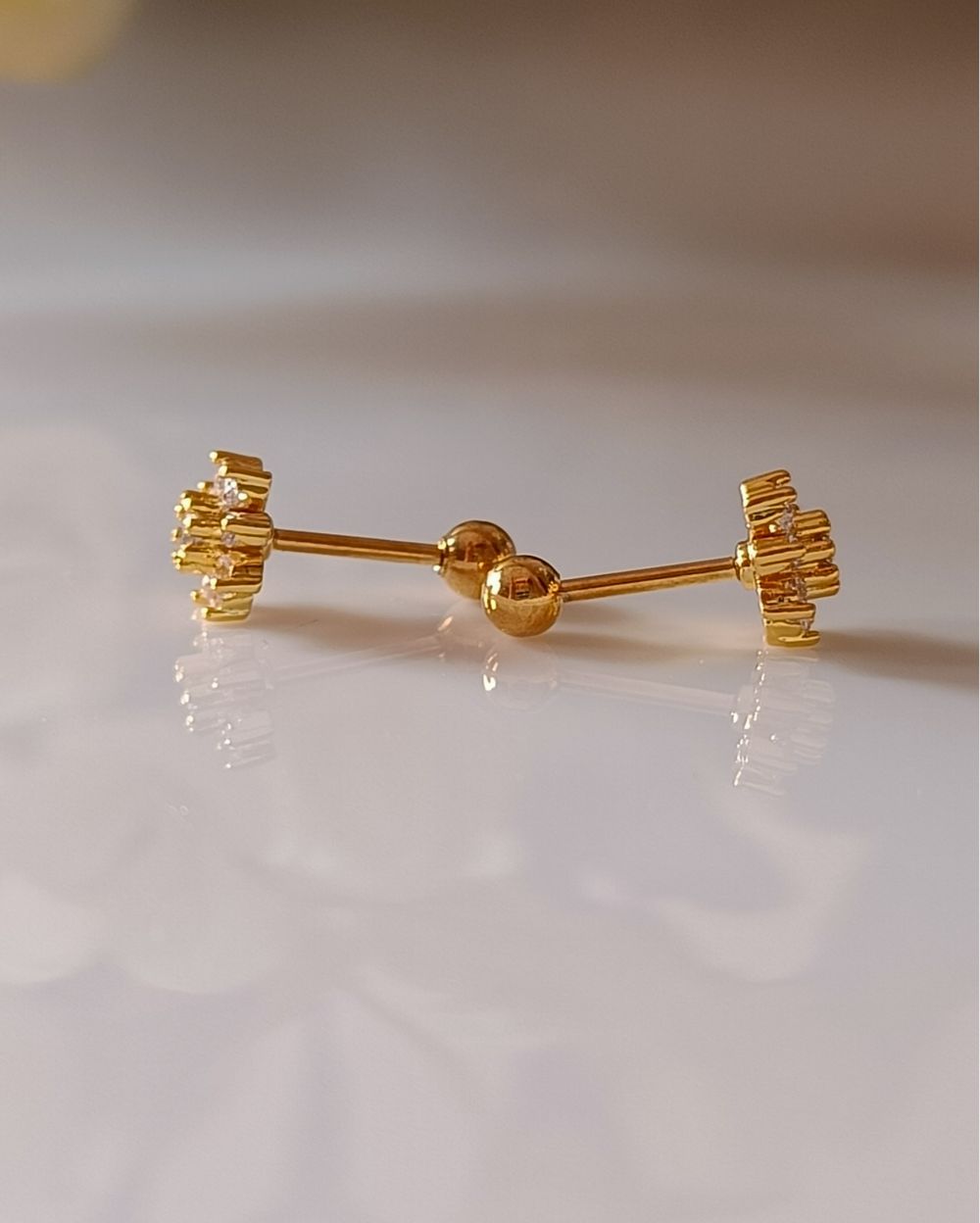 Dainty Flower Burst Zircon Stud - 18K PVD Plated Stainless Steel