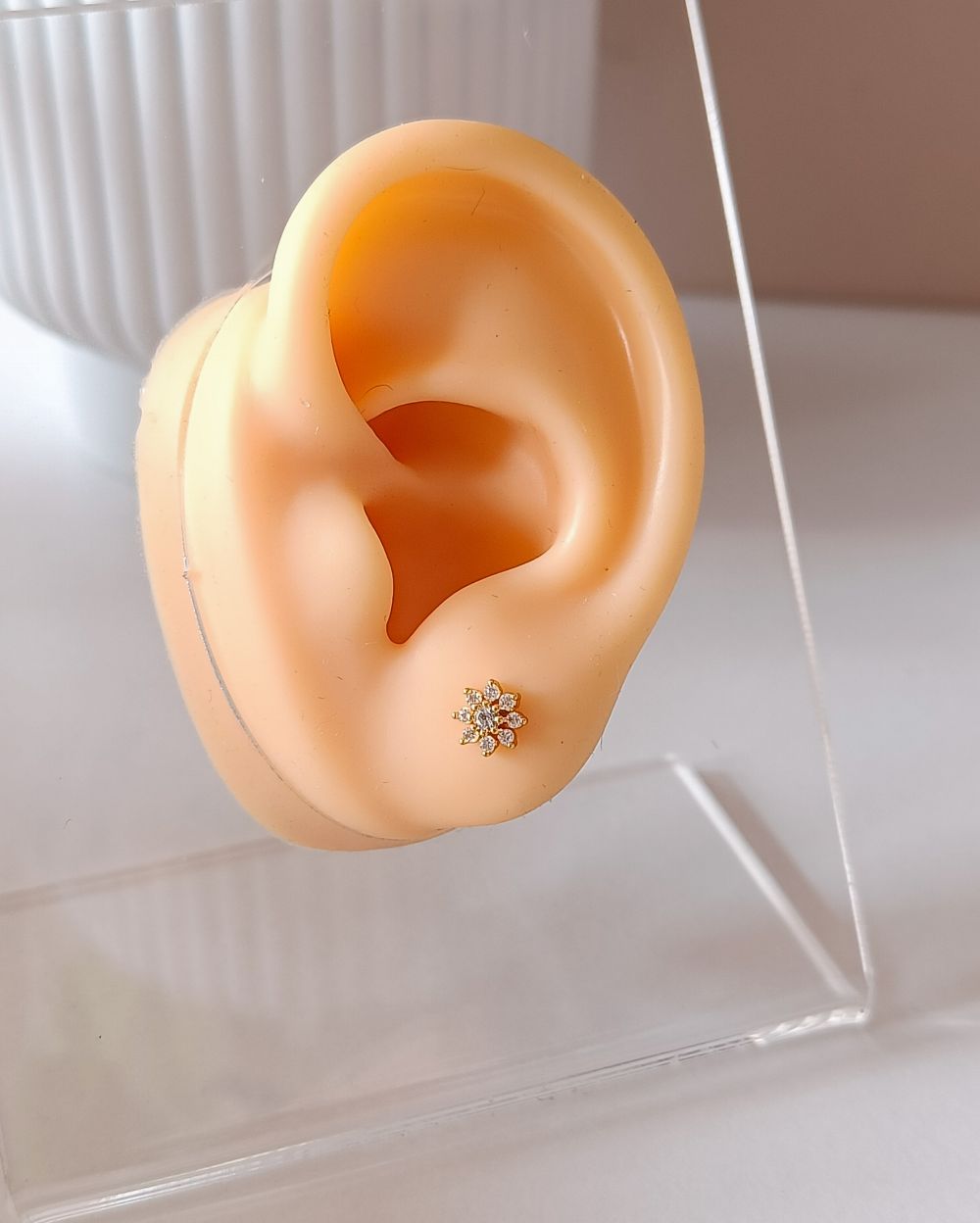 Dainty Flower Burst Zircon Stud - 18K PVD Plated Stainless Steel