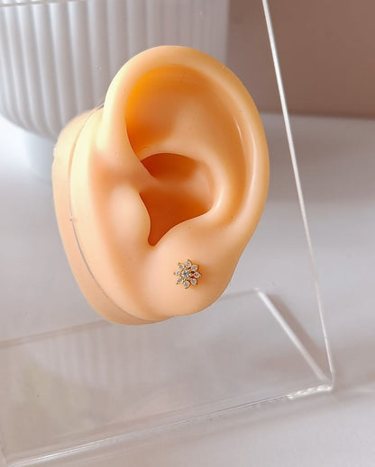 Dainty Flower Burst Zircon Stud - 18K PVD Plated Stainless Steel