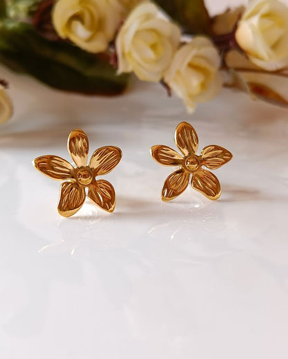 Flower Petal Stud - 18K PVD Plated Stainless Steel