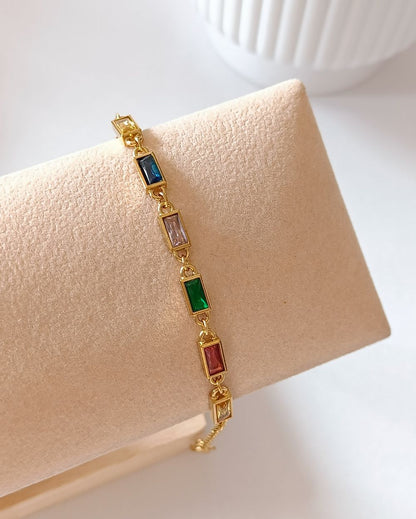 Multi Zircon Bracelet - 18K PVD Plated Stainless Steel