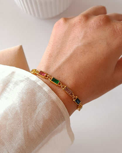 Multi Zircon Bracelet - 18K PVD Plated Stainless Steel
