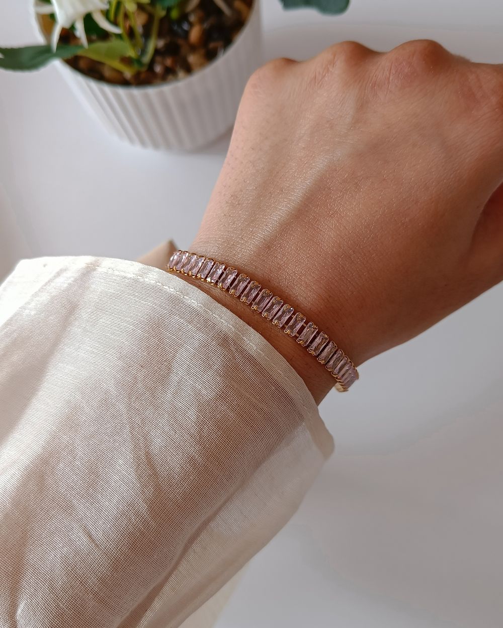 Baguette Tennis Bracelet - 18K PVD Plated Stainless Steel