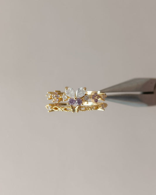 Butterfly Stack Ring - 18K Plated Copper