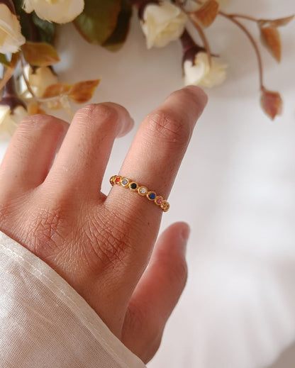 Multi-Zircon Dainty Band - 18K PVD Plated Stainless Steel