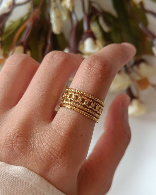 Link Band Ring - 18K PVD Plated Stainless Steel